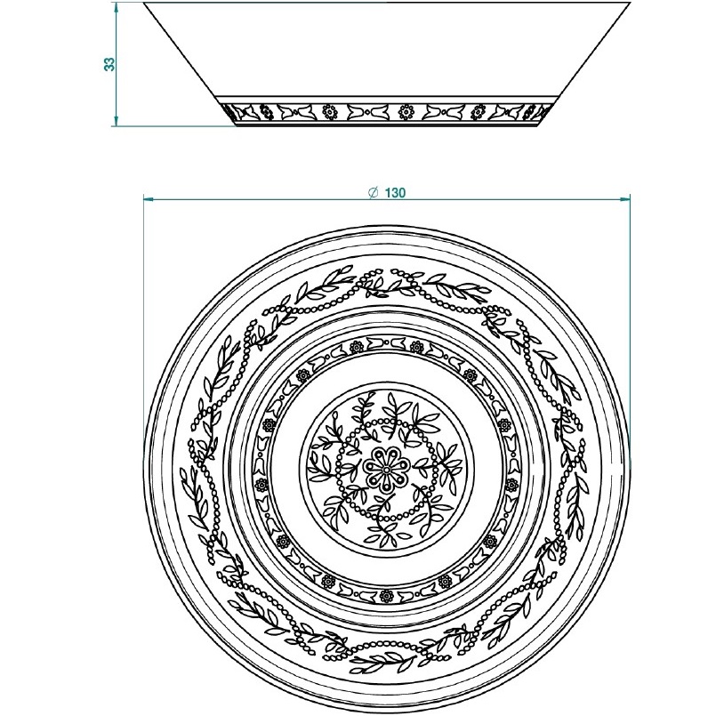 Блюдо фарфоровое настольное THG Marquise Porcelaine Noire 13x13 см. A7F-A02-4615 (белый, декор: черный, золотой)
