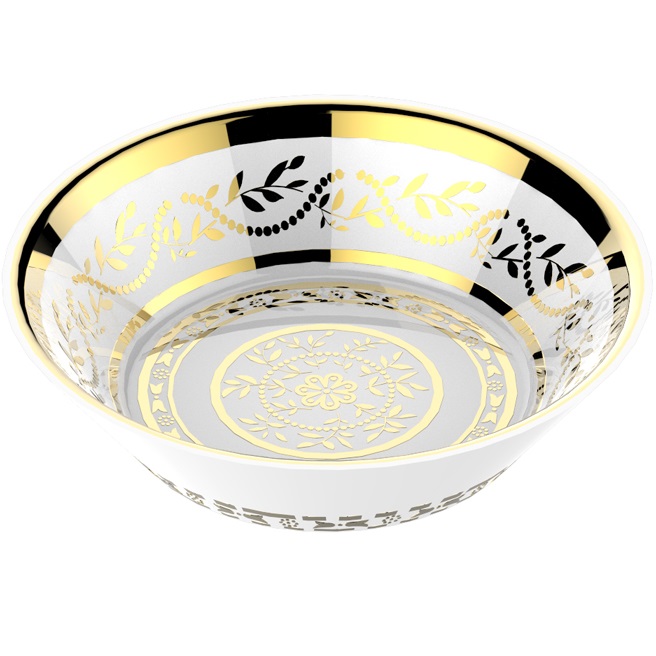 Блюдо фарфоровое настольное THG Marquise Porcelaine Noire 13x13 см. A7F-A02-4615 (белый, декор: черный, золотой)