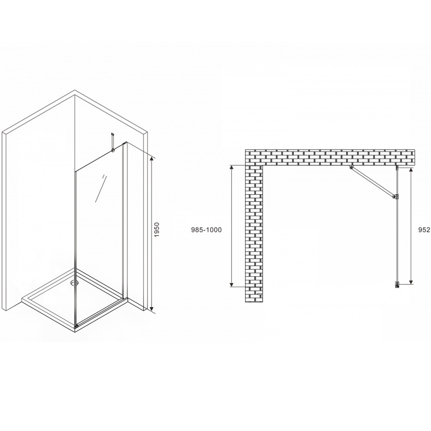 Боковая стенка Abber Zart S101 100х195 (хром)