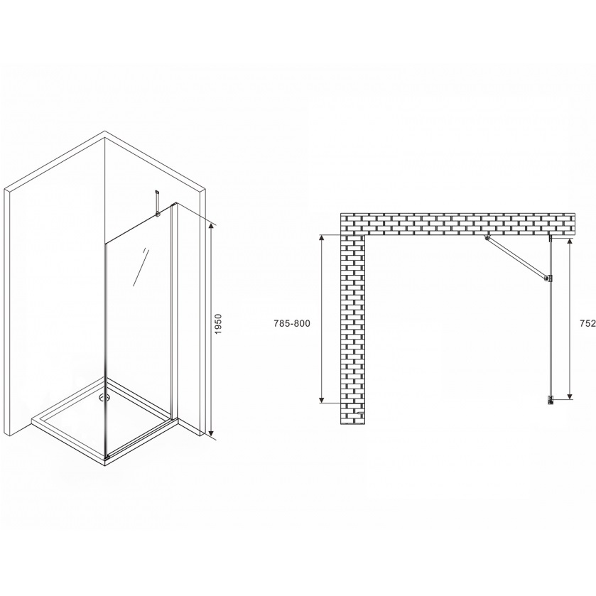 Боковая стенка Abber Zart S81 80х195 (хром)