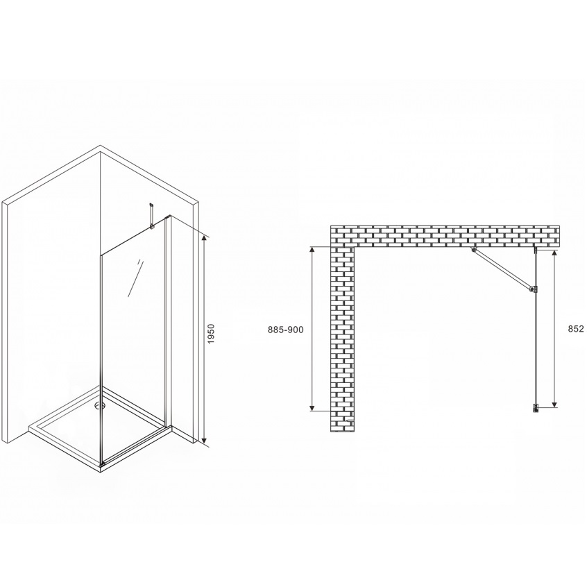 Боковая стенка Abber Zart S91 90х195 (хром)