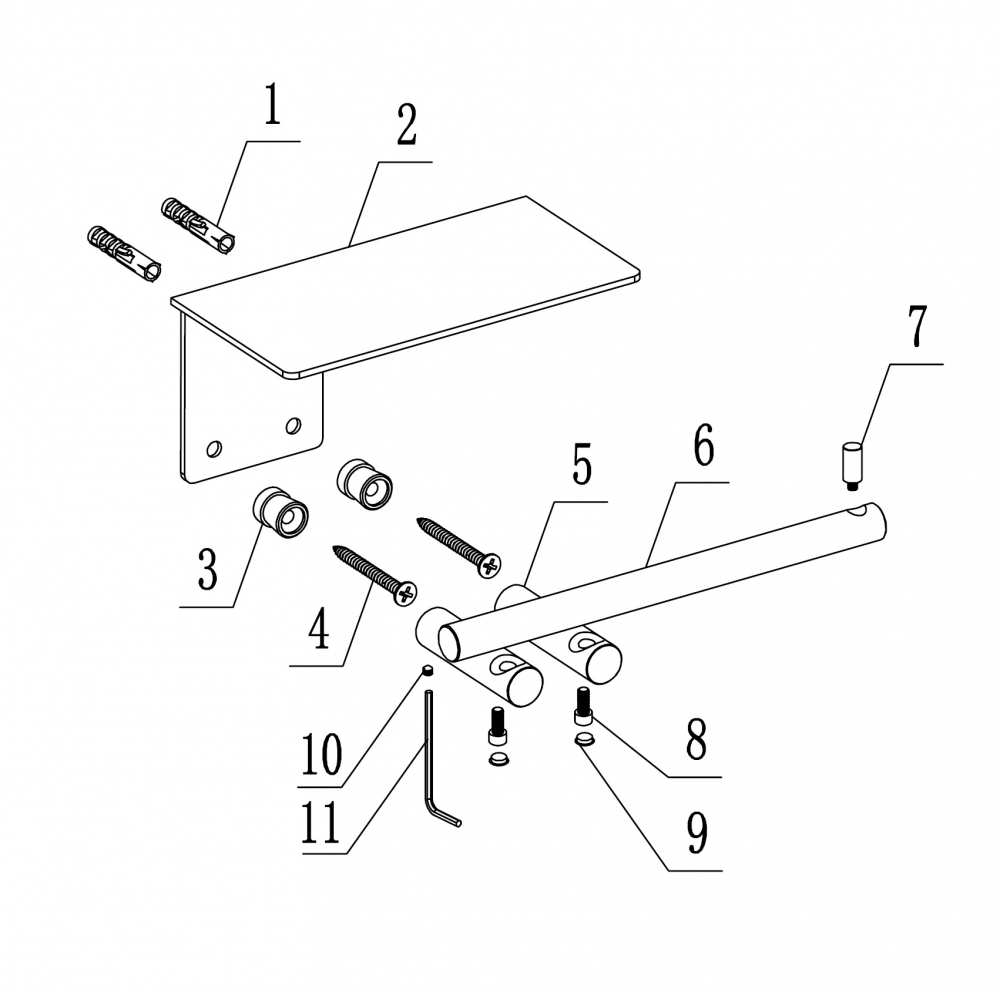 Бумагодержатель с полкой Abber Osten 316 AA1830BGG (оружейная сталь брашированная)