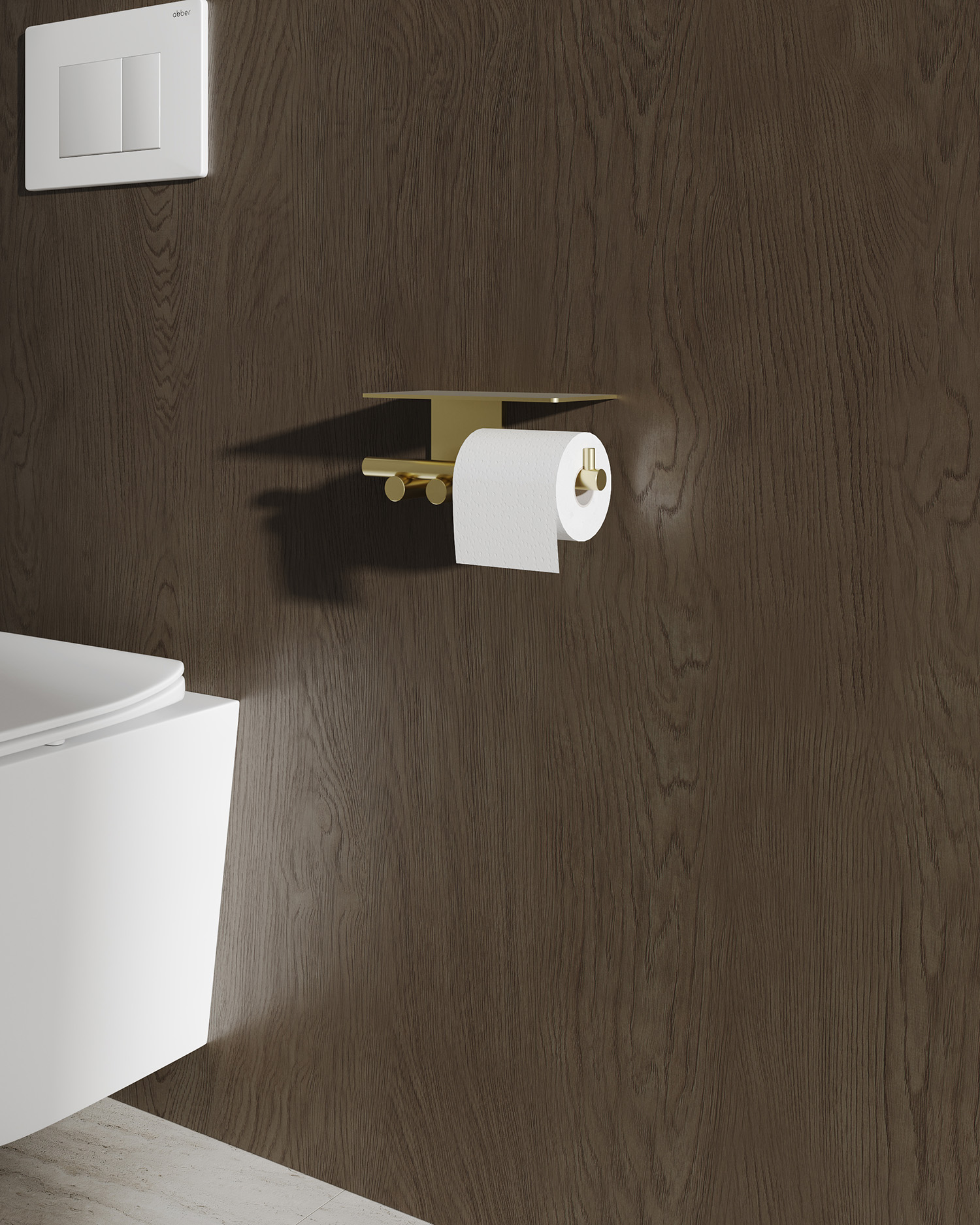 Бумагодержатель с полкой Abber Osten 316 AA1830BG (золото брашированное)