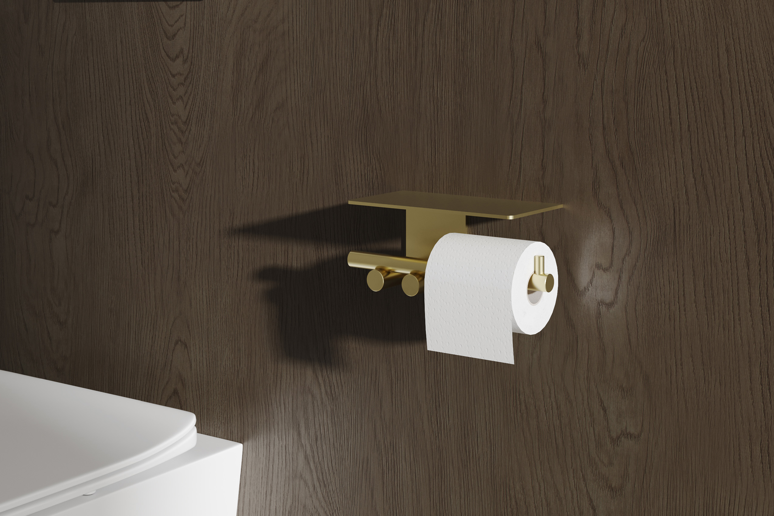 Бумагодержатель с полкой Abber Osten 316 AA1830BG (золото брашированное)