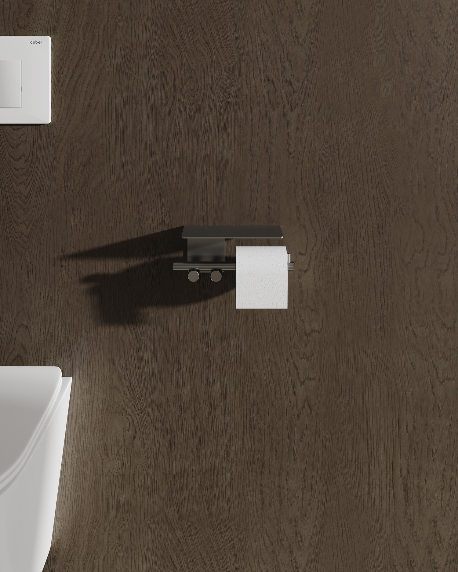 Бумагодержатель с полкой Abber Osten 316 AA1830BGG (оружейная сталь брашированная)