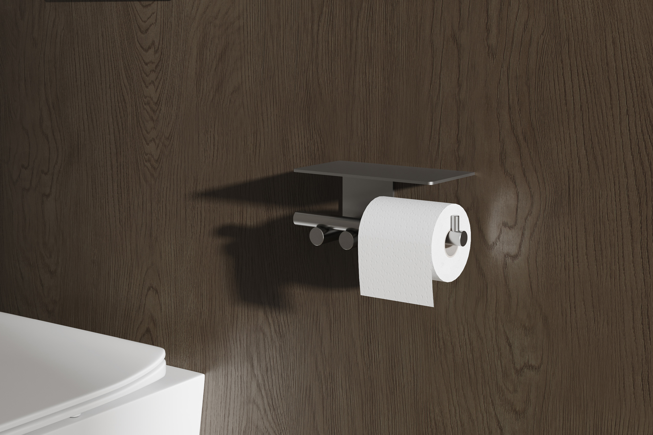 Бумагодержатель с полкой Abber Osten 316 AA1830BGG (оружейная сталь брашированная)