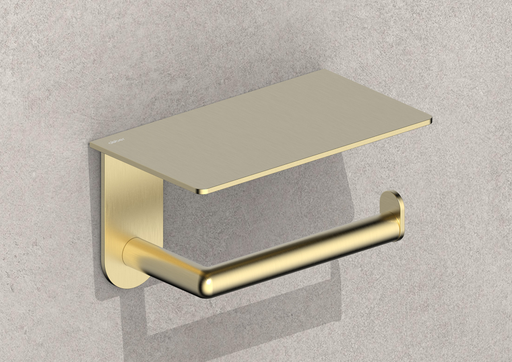 Бумагодержатель с полкой Abber Pol 316 AA1930BG (светлое золото брашированное)