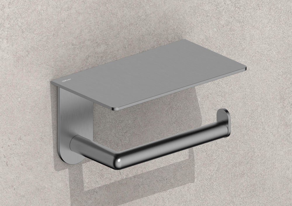 Бумагодержатель с полкой Abber Pol 316 AA1930BGG (оружейная сталь брашированная)