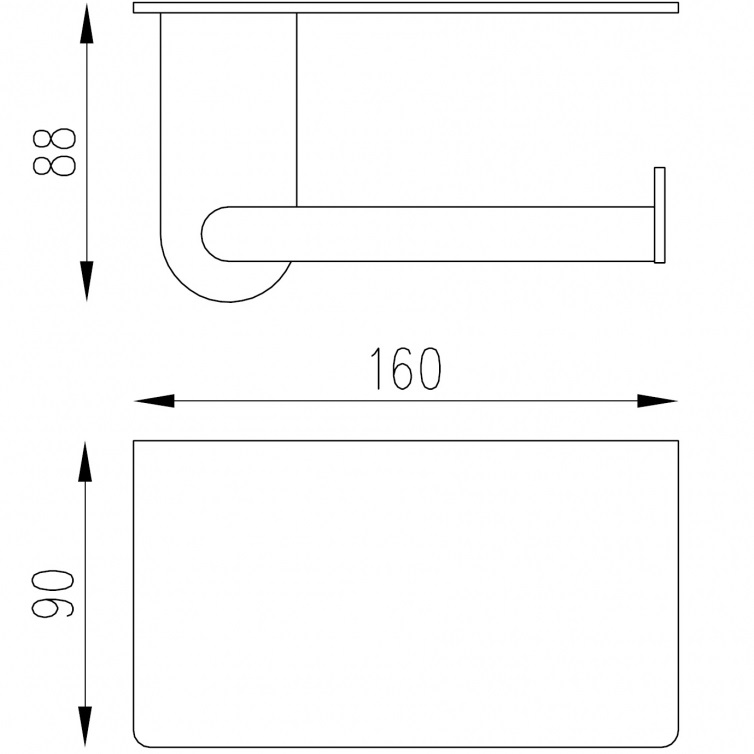 Бумагодержатель с полкой Abber Pol 316 AA1930BGG (оружейная сталь брашированная)