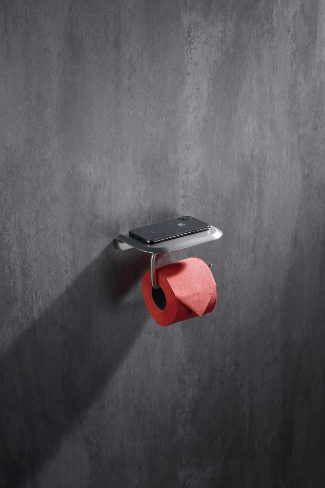 Бумагодержатель с полкой для телефона Abber Nord AA1530SP (сатин)