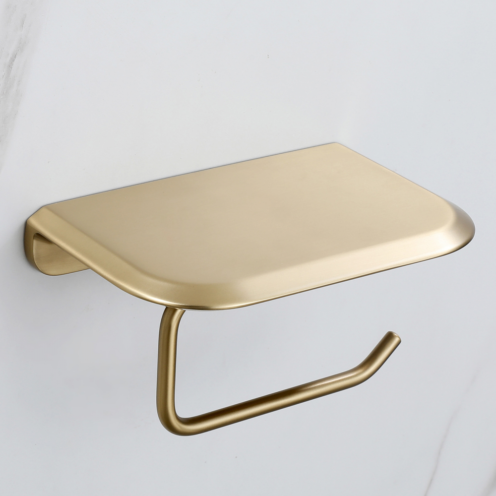 Бумагодержатель с полкой для телефона Abber Nord AA1530G (золото матовое)