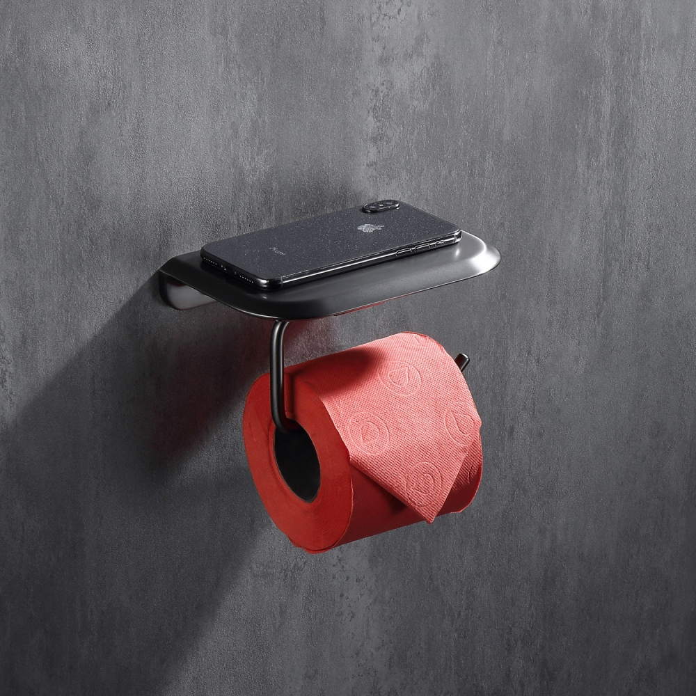 Бумагодержатель с полкой для телефона Abber Nord AA1530NG (никель)