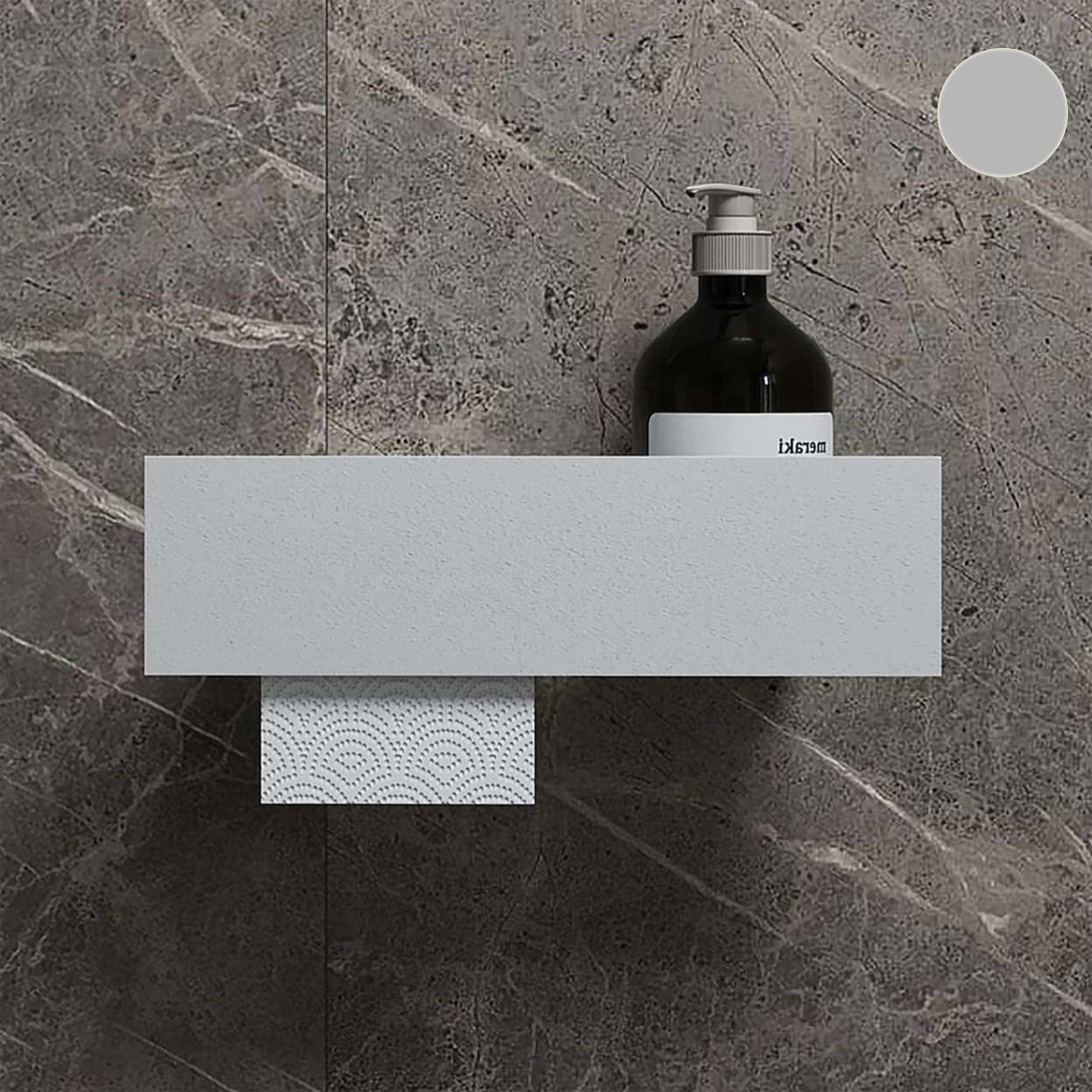 Бумагодержатель с полкой Tezza Rollo (серый), бумага слева