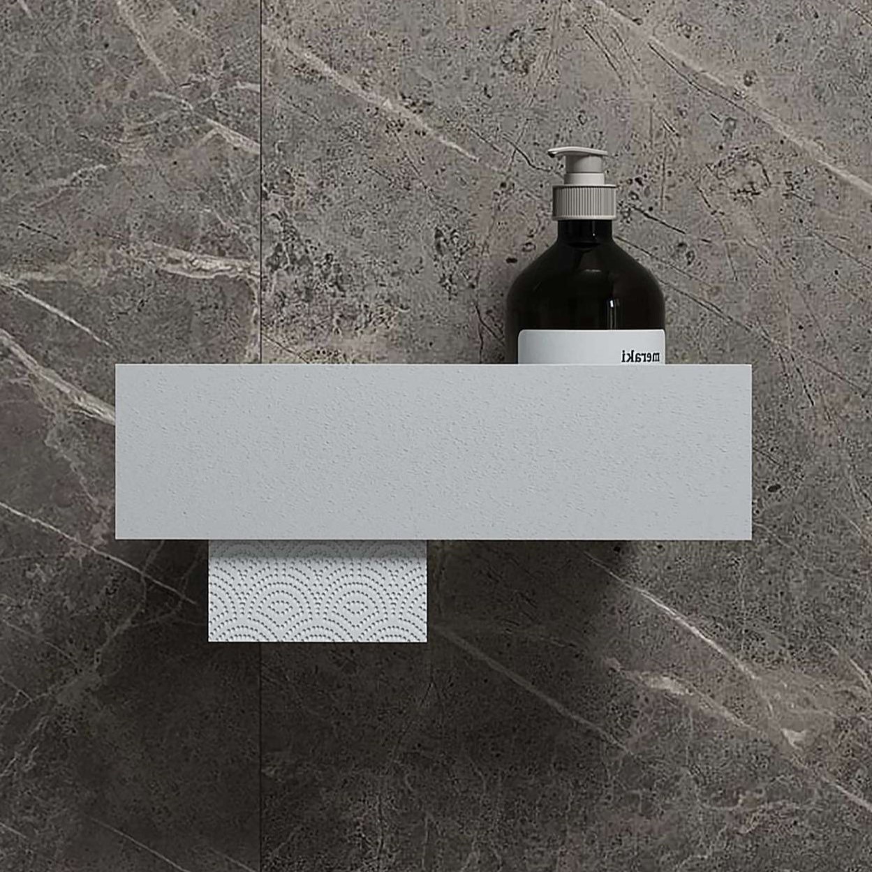 Бумагодержатель с полкой Tezza Rollo (белый), бумага слева