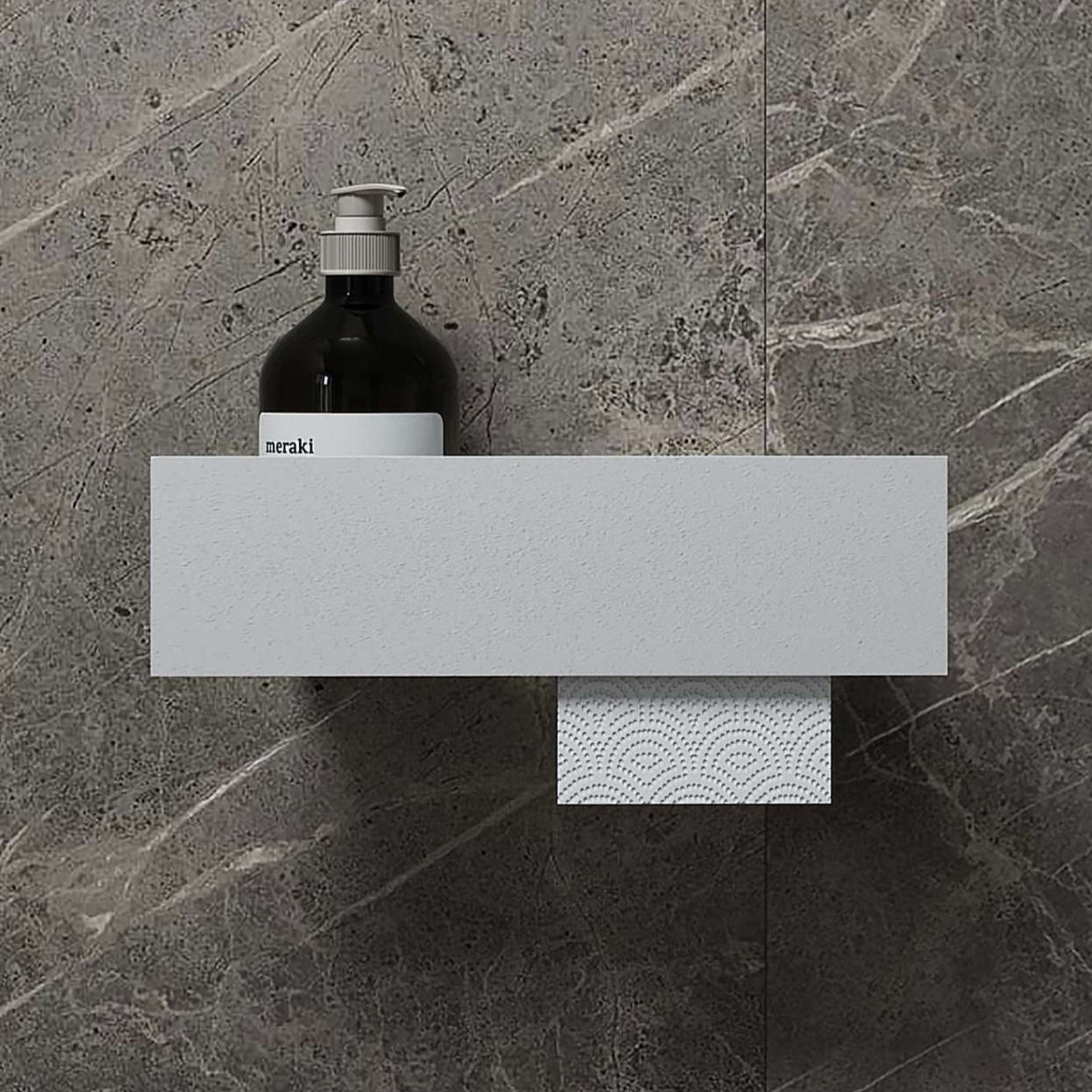 Бумагодержатель с полкой Tezza Rollo (белый), бумага справа