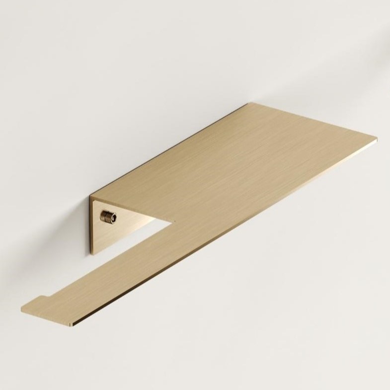 Бумагодержатель с полкой Tezza Rollo Light (античная латунь), бумагодержатель слева