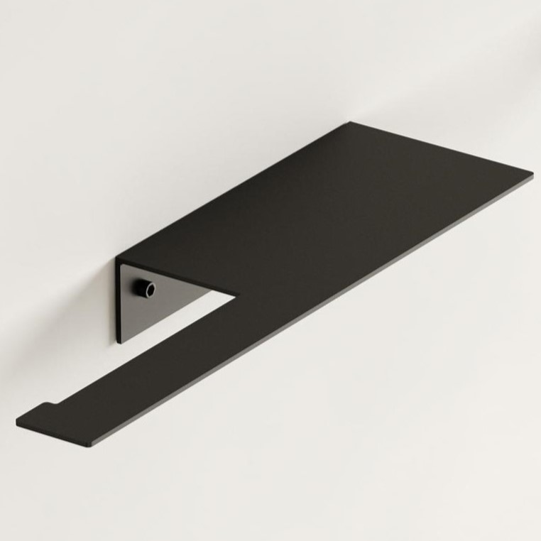 Бумагодержатель с полкой Tezza Rollo Light (черный), бумагодержатель слева