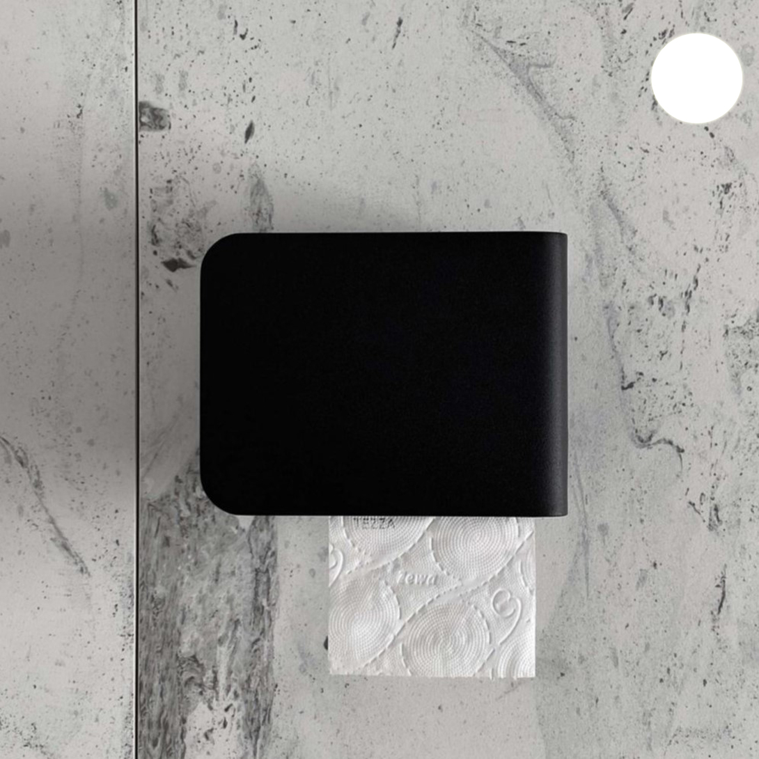 Бумагодержатель с полкой Tezza Rollo Up (белый), бумага слева