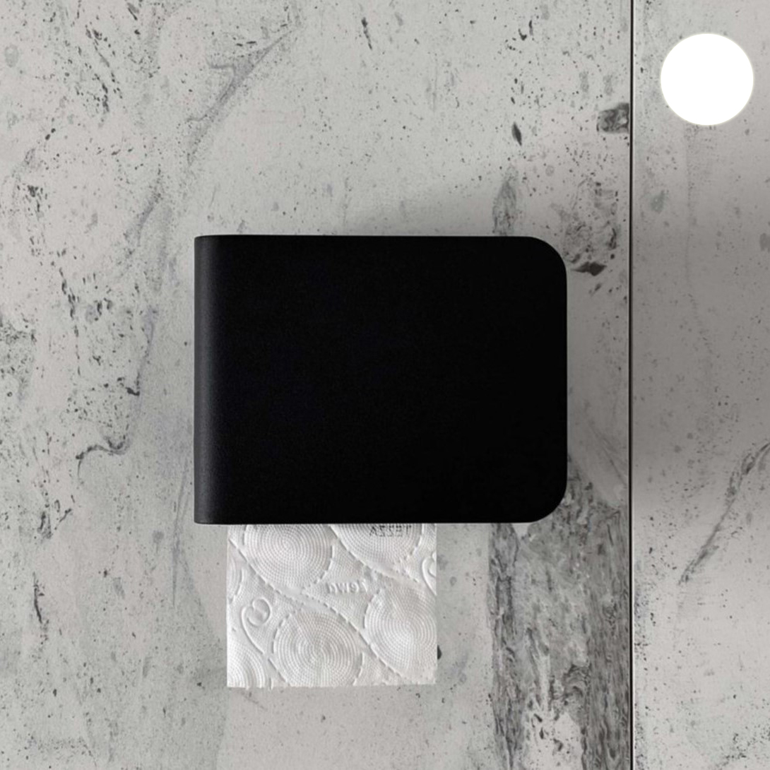 Бумагодержатель с полкой Tezza Rollo Up (белый), бумага справа