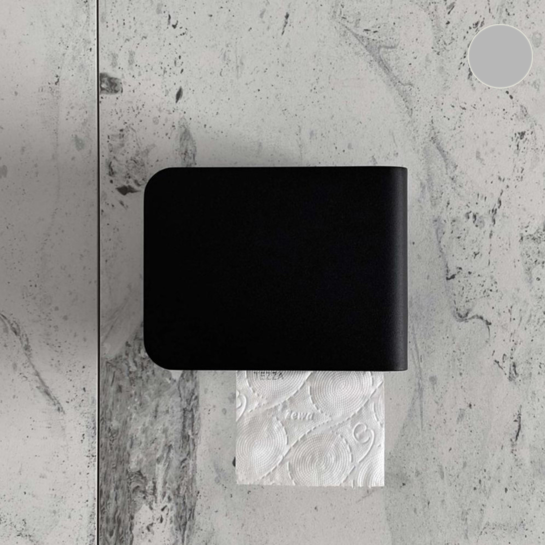 Бумагодержатель с полкой Tezza Rollo Up (серый), бумага слева