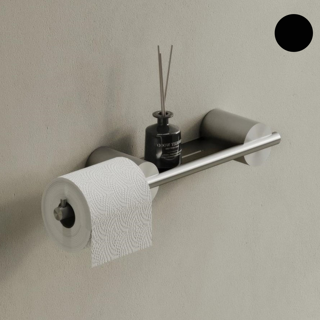 Бумагодержатель Tezza Rollo Art 38 см (черный) с местом хранения, левое