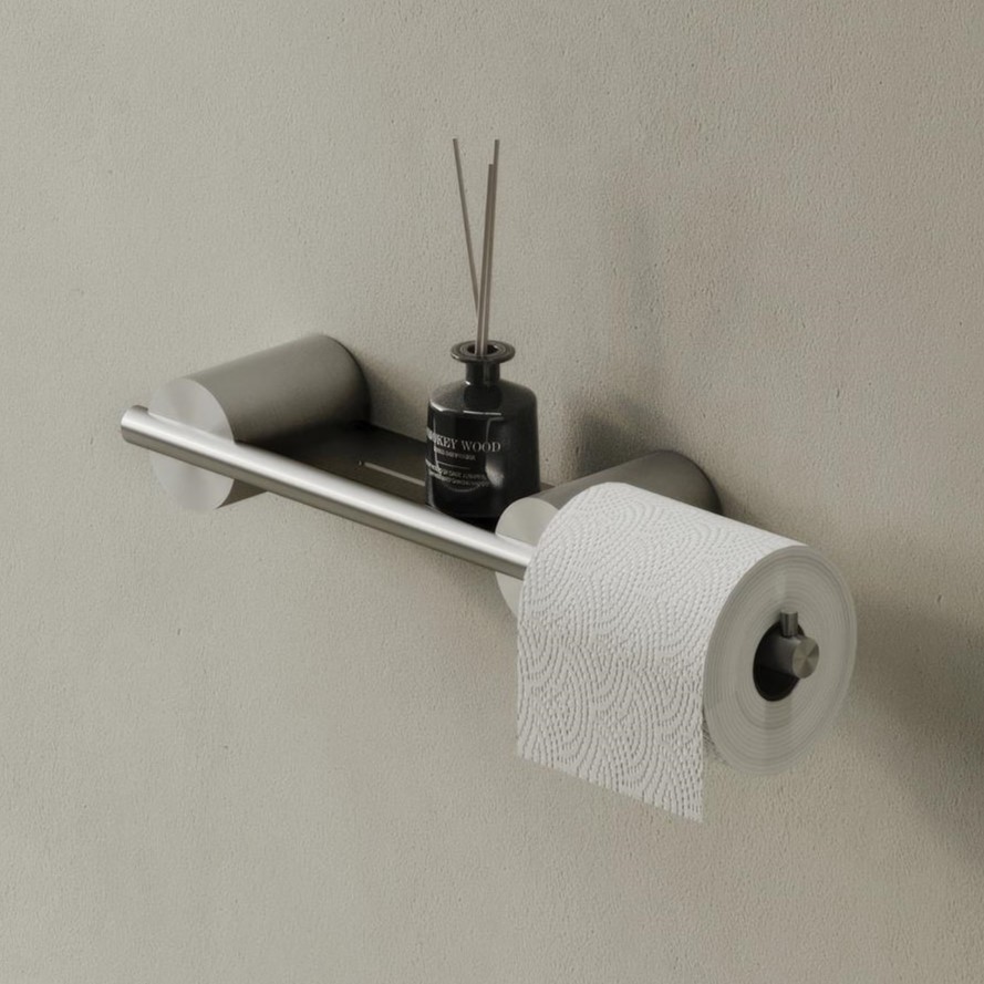 Бумагодержатель Tezza Rollo Art 38 см (нерж. сатинированная сталь) с местом хранения, правое