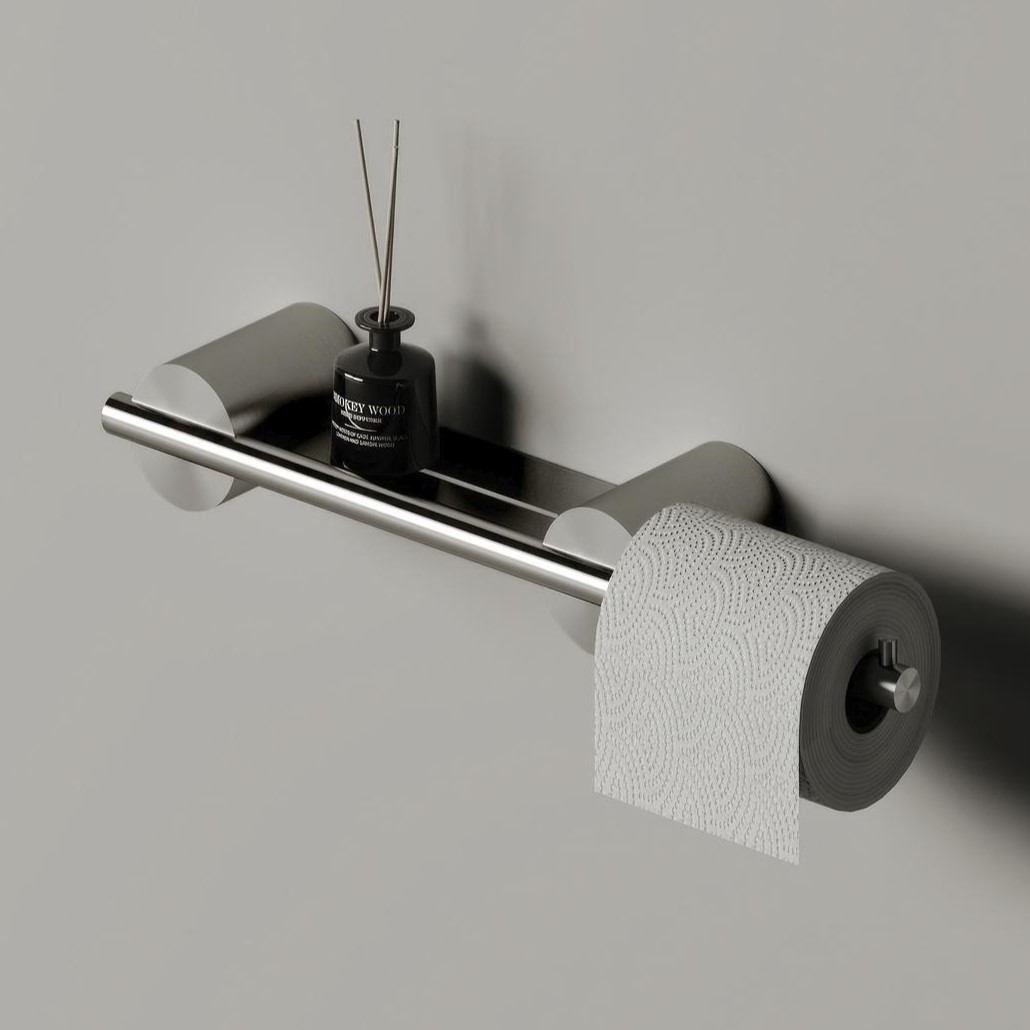 Бумагодержатель Tezza Rollo Art 38 см (серый) с местом хранения, правое