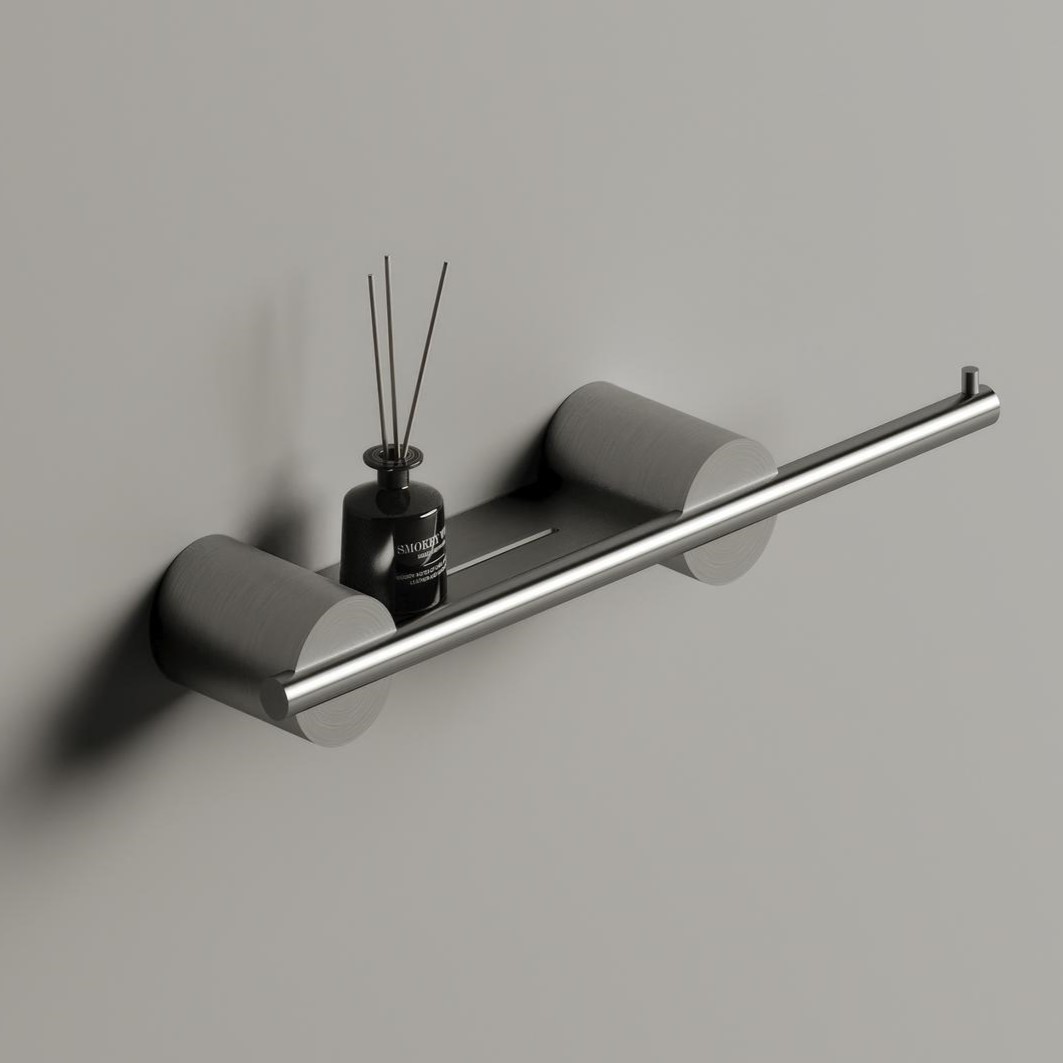 Бумагодержатель Tezza Rollo Art 38 см (серый) с местом хранения, правое