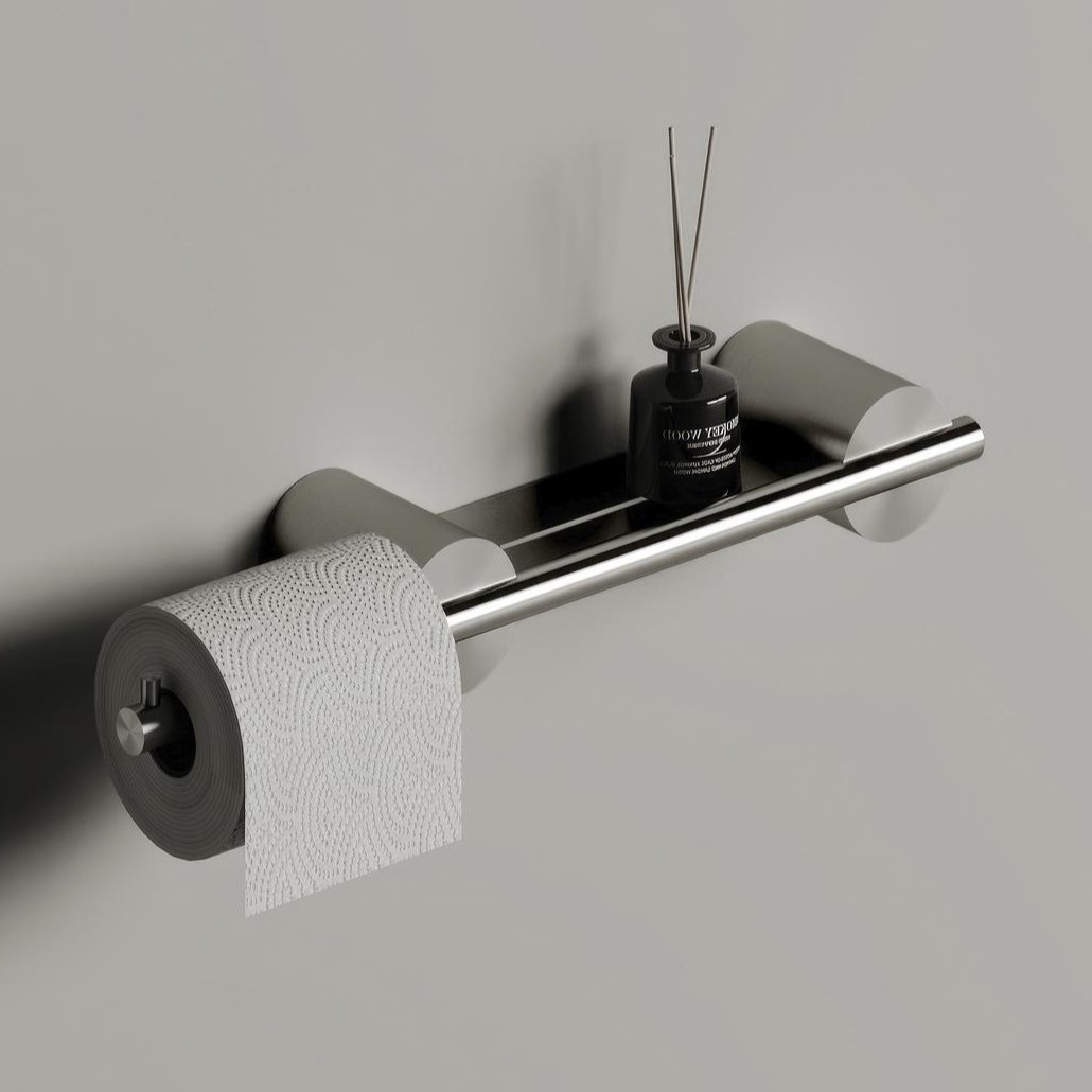 Бумагодержатель Tezza Rollo Art 45 см (нерж. сатинированная сталь) с местом хранения, левое