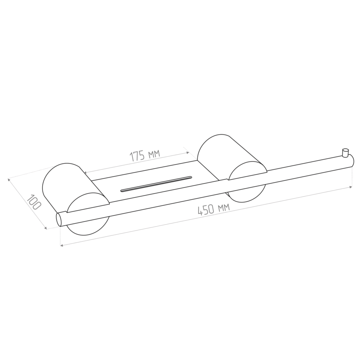 Бумагодержатель Tezza Rollo Art 45 см (серый) с местом хранения, левое