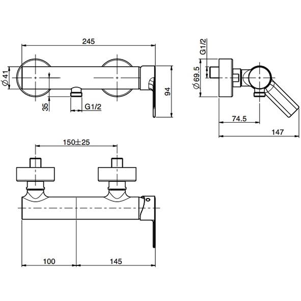Cмеситель для душа настенный Fima Carlo Frattini Flo F3135/1CR (хром), без излива
