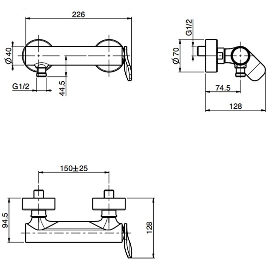 Cмеситель для душа настенный Fima Carlo Frattini Flo F3805/1CR (хром), без излива