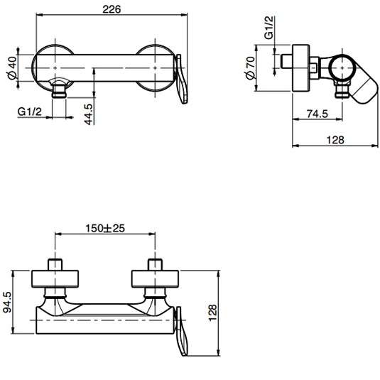 Cмеситель для душа настенный Fima Carlo Frattini Flo F3805/1OR (золотой), без излива