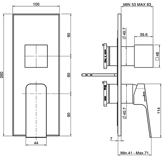 Cмеситель для душа скрытого монтажа Fima Carlo Frattini Fit F3389X6CR (хром), 3 источника