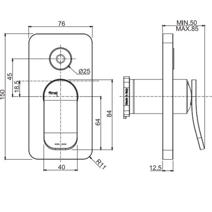 Cмеситель для душа встраиваемый Fima Carlo Frattini Flo F3809E2OR (золотой)