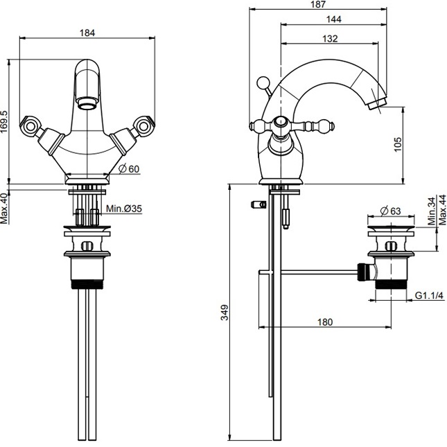 Cмеситель для раковины Fima Carlo Frattini Epoque F5061/2CR (хром), с донным клапаном
