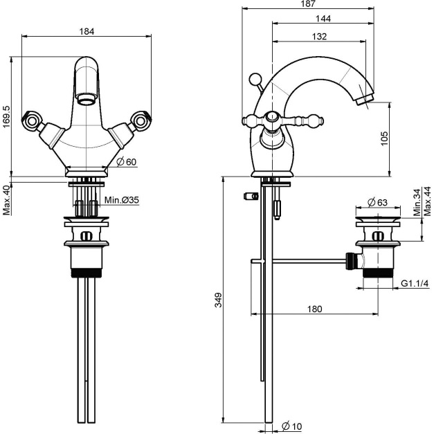 Cмеситель для раковины Fima Carlo Frattini Epoque F5061/2OR (золотой), с донным клапаном