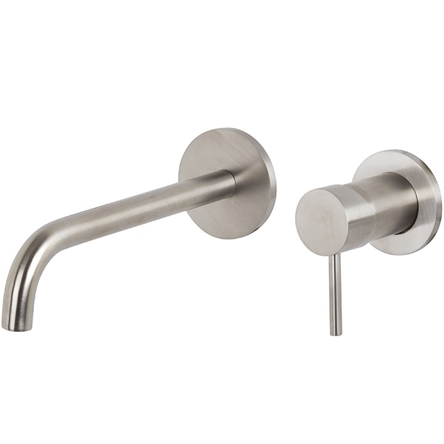 Cмеситель для раковины скрытого монтажа 20.2 см. Fima Carlo Frattini Spillo Steel F3081WLX9INOX (нержавеющая сталь), с донным клапаном