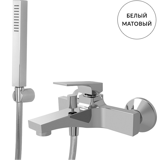 Cмеситель для ванны настенный Fima Carlo Frattini Fit F3384BS (белый матовый), с ручным душем