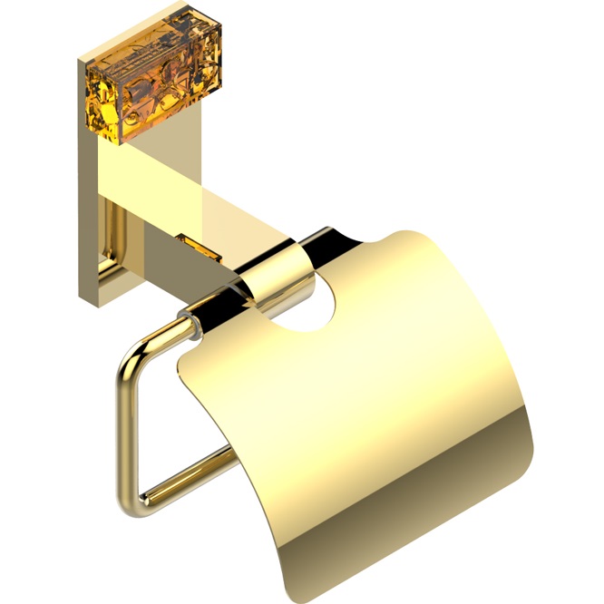 Держатель для туалетной бумаги с крышкой подвесной THG Ginkgo U5E-F01-538AC (золотой, оранжевый хрусталь)