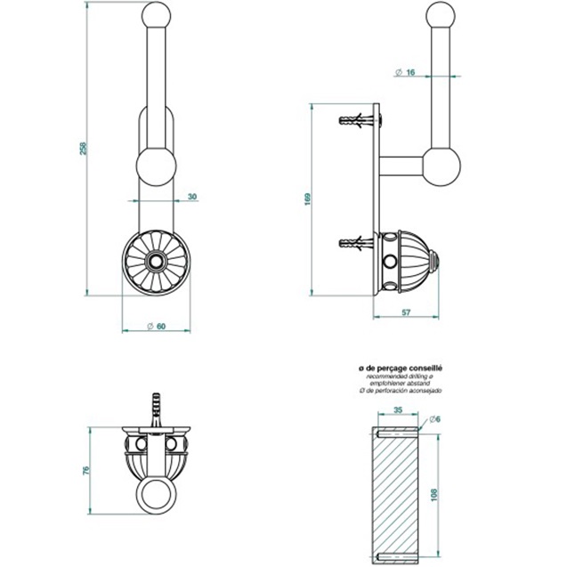 Держатель туалетной бумаги THG Amboise Malachite A1J-F01-542 (золотой, малахит)