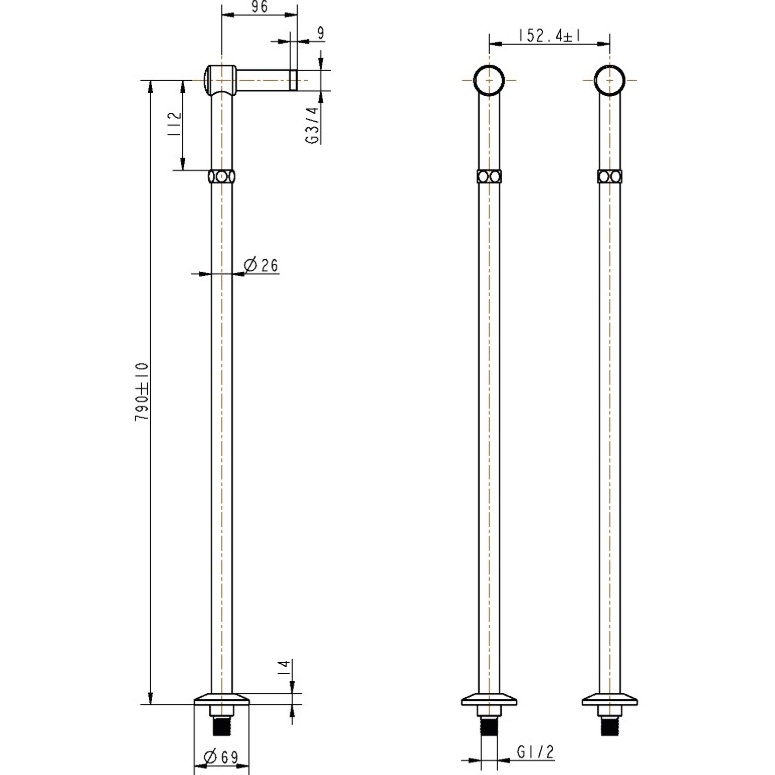 Держатели для напольного смесителя для ванны Boheme Brillante 603 (хром)