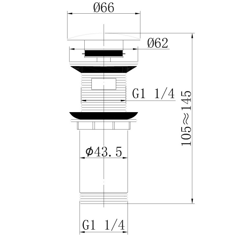 Донный клапан для раковины Abber Bequem AF0010SP (сатин), клик-клак, с переливом
