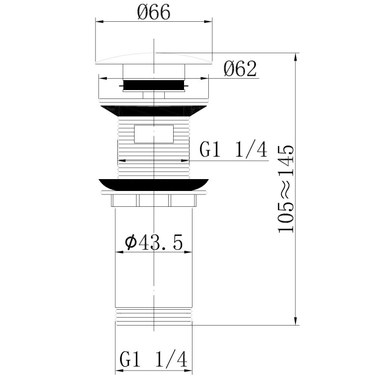 Донный клапан для раковины Abber Bequem AF0010W (белый), клик-клак, с переливом