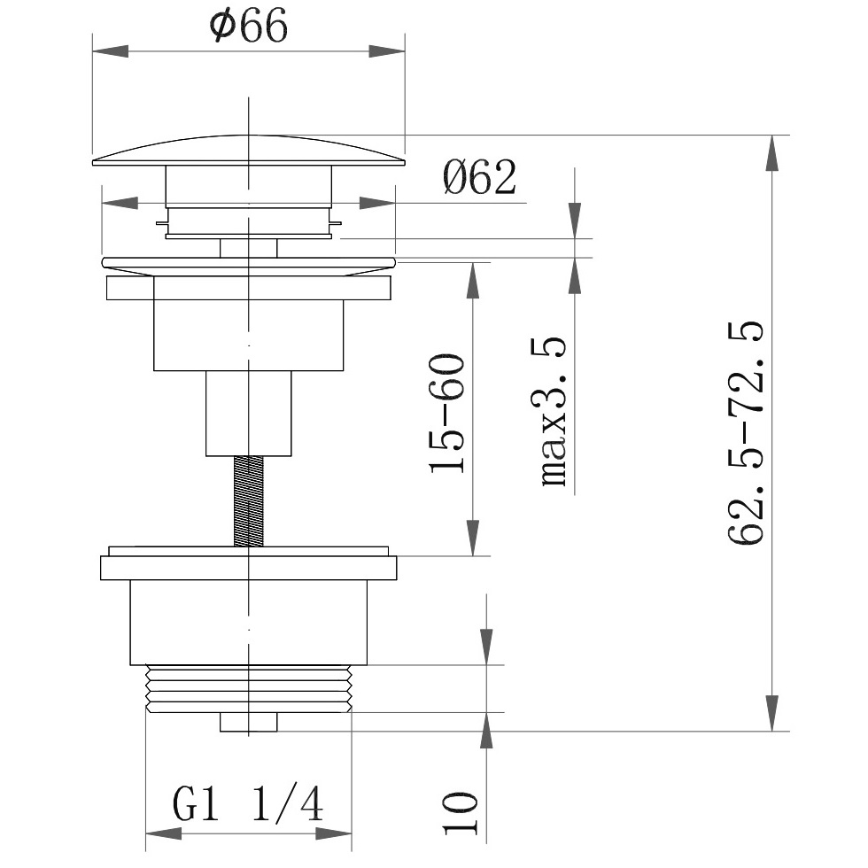Донный клапан для раковины Abber Bequem AF0011SP (сатин), клик-клак, без перелива