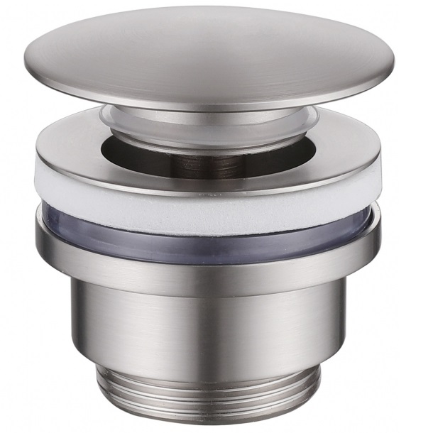 Донный клапан для раковины Abber Bequem AF0011SP (сатин), клик-клак, без перелива