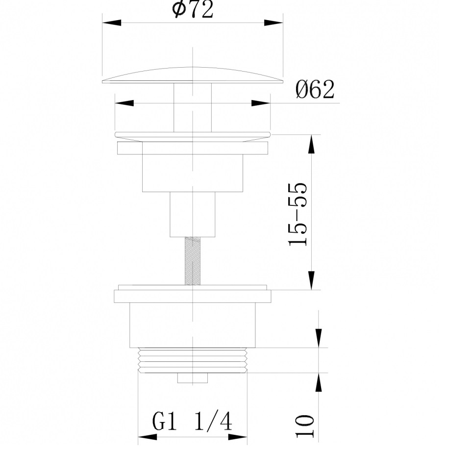 Донный клапан для раковины Abber Bequem AF0012B (черный матовый), фиксированный