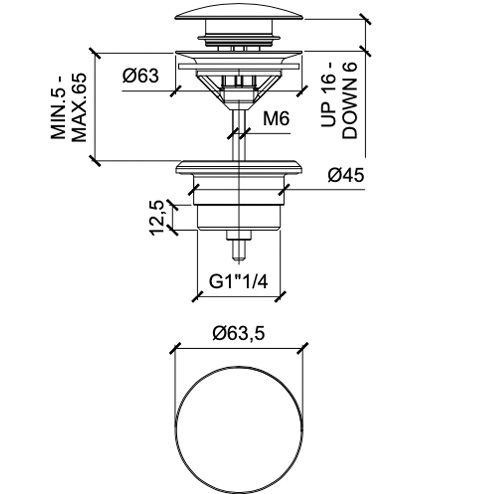 Донный клапан для раковины Almar Core E094000.AB (черный металл брашированный)