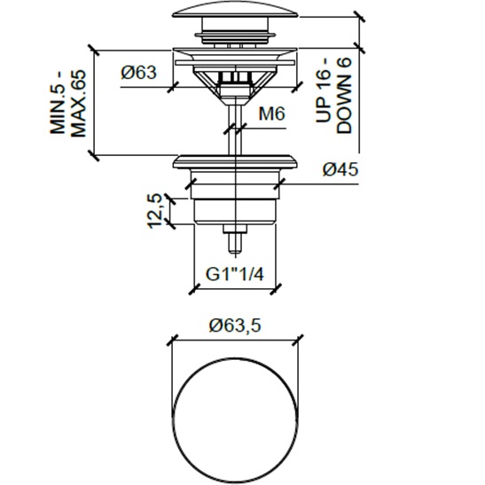 Донный клапан для раковины Almar Core E094000.CR (хром)