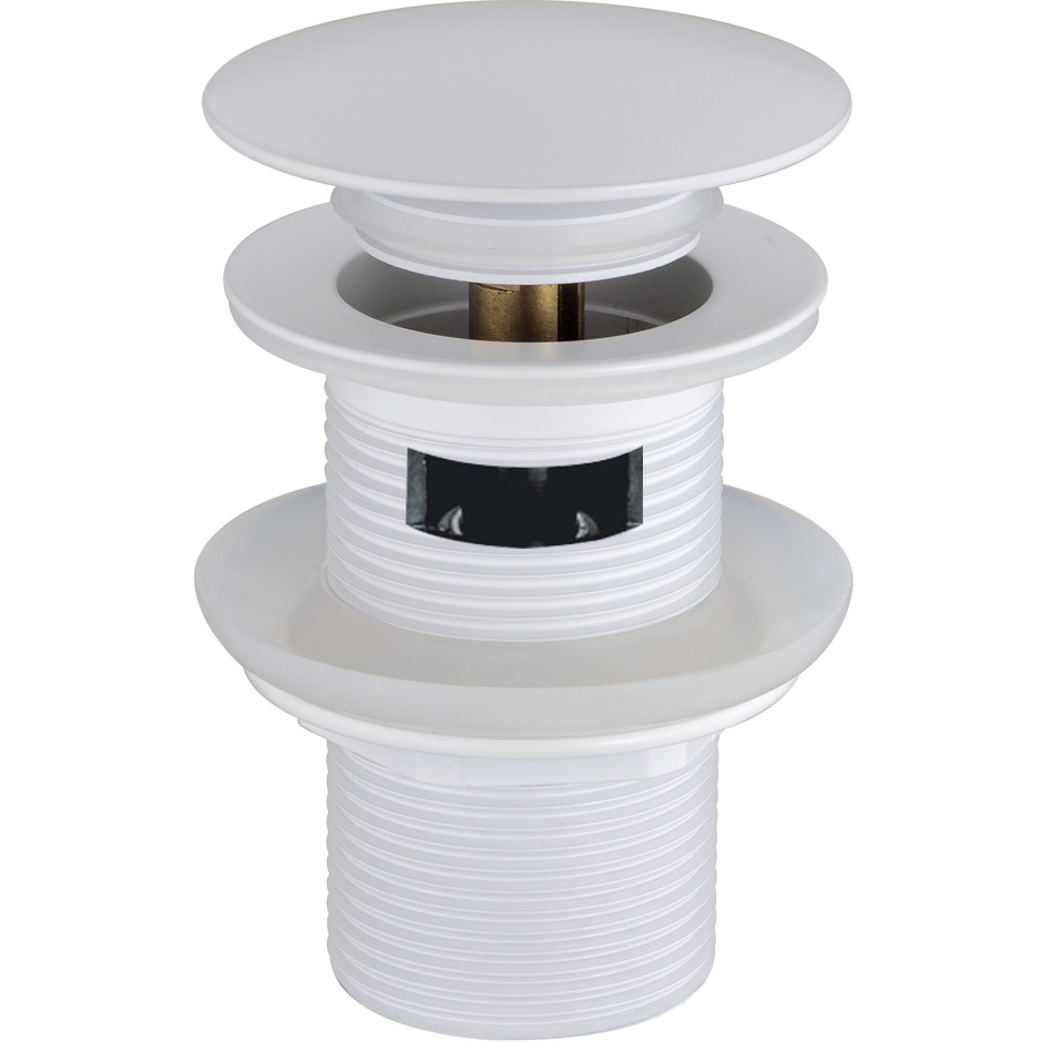 Донный клапан для раковины автомат (клик-клак) Boheme 612/2-MW (белый матовый), с переливом